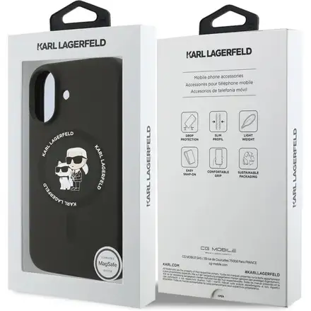 Karl Lagerfeld Liquid Silicone Karl and Choupette MagSafe kryt iPhone 17 černý
