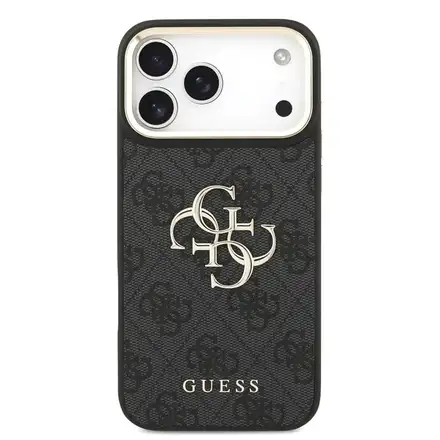 Guess PU Leather 4G Gold Frame MagSafe kryt iPhone 18 Pro černý