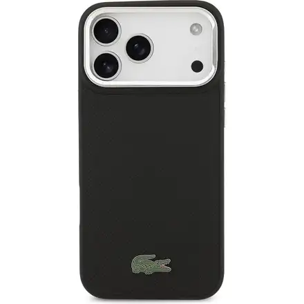 Lacoste Iconic Petit Pique Camera Stand MagSafe kryt iPhone 17 Pro Max černý