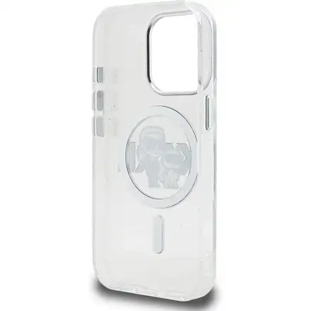 Karl Lagerfeld IML Glitter Karl and Choupette Sketch MagSafe kryt iPhone 15 Pro průhledný