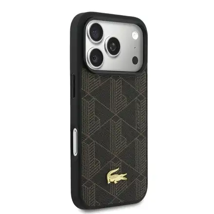Lacoste Iconic Petit Pique MagSafe kryt + peněženka iPhone 17 Pro hnědý
