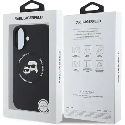 Karl Lagerfeld Liquid Silicone K&CH Heads MagSafe kryt iPhone 16 černý