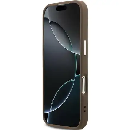 Guess PU Leather 4G Metal Logo Frame kryt iPhone 17 hnědý