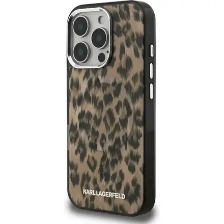 Karl Lagerfeld IML Leopard MagSafe kryt iPhone 16 Pro Max hnědý