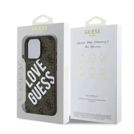 Guess PU Leather 4G Big Love Logo MagSafe kryt iPhone 16 Pro Max hnědý