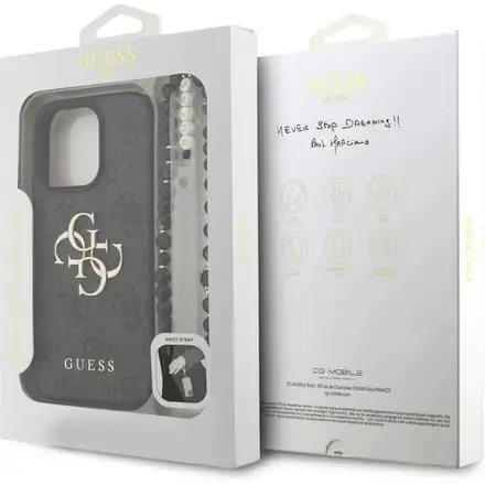 Guess PU 4G Metal Logo Strap kryt iPhone 16 Pro Max černý