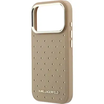 Karl Lagerfeld PU Perforated Gold Dots MagSafe kryt iPhone 17 Pro Max béžový