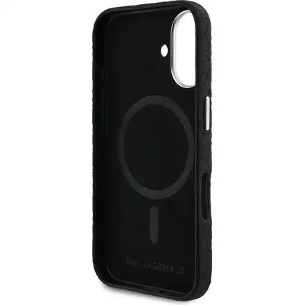 Karl Lagerfeld Grained PU Repeated Logo MagSafe kryt iPhone 16 černý