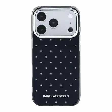 Karl Lagerfeld IML Rhinestones Allover kryt iPhone 18 Pro černá