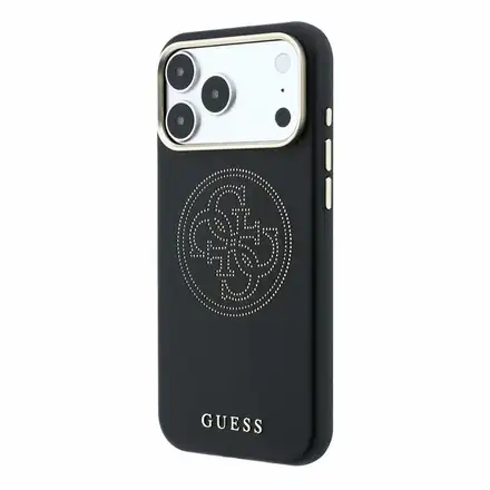 Guess PU Semi Wrap Perforated 4G Logo MagSafe kryt iPhone 18 Pro Max černý