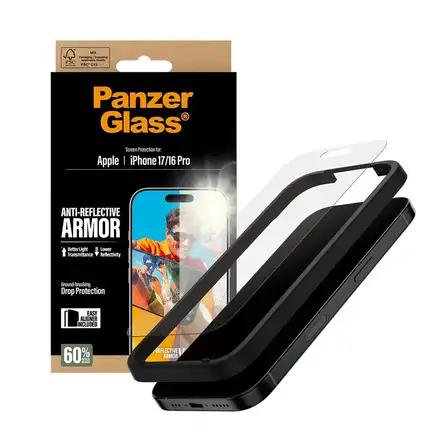 PanzerGlass ochranné sklo Anti-Reflective Armor pro iPhone 17/16 Pro-Black Frame