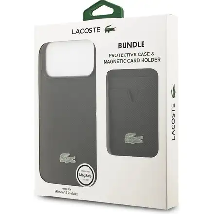 Lacoste Iconic Petit Pique MagSafe kryt + peněženka iPhone 17 Pro Max černý