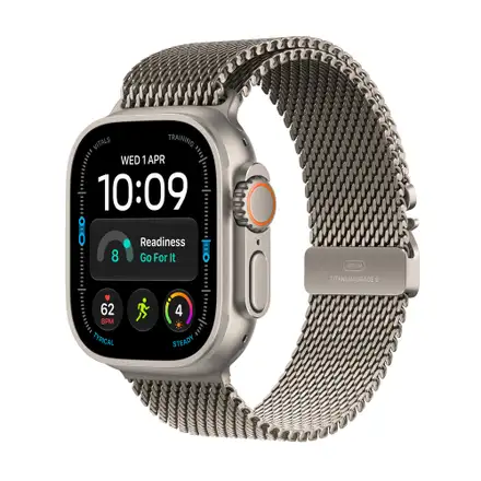 Apple Watch Ultra 4 GPS + Cellular 49mm Natural Titanium Case with Natural Titanium Milanese Loop - S