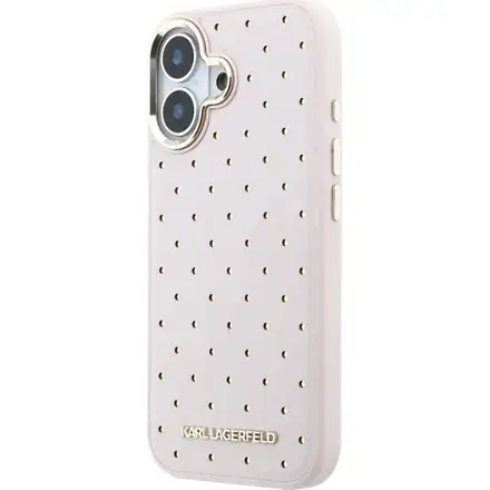 Karl Lagerfeld PU Perforated Gold Dots MagSafe kryt iPhone 17 růžový