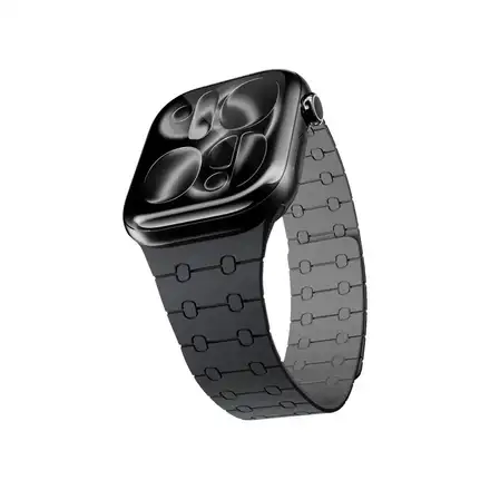 Epico Magnetic+ Silikonový řemínek pro Apple Watch SE (44mm)/Series 1-9 (42/44/45mm) 10-11 (46mm)/Ultra (49mm) - černá