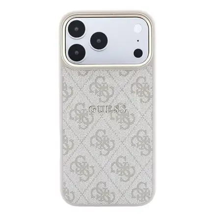 Guess PU Leather 4G Gold Frame Embossed MagSafe kryt iPhone 18 Pro Max růžový