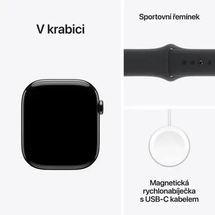 Apple Watch Series 10 GPS + Cellular 46mm Břidlicově šedý titan s černým sportovním řemínkem - S/M