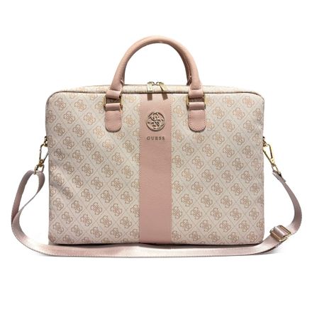 Guess PU 4G Stripe Metal Logo Brašna na MacBook 14" hnědá