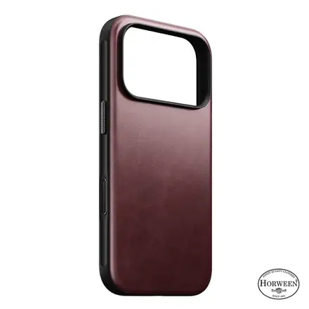 Nomad kryt Modern Leather Case Magsafe Horween pro iPhone 18 Pro - Burgundy