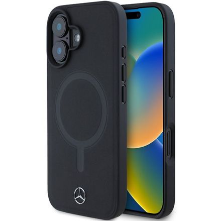 Mercedes Smooth Leather MagSafe Zadní Kryt pro iPhone 16 Plus černý