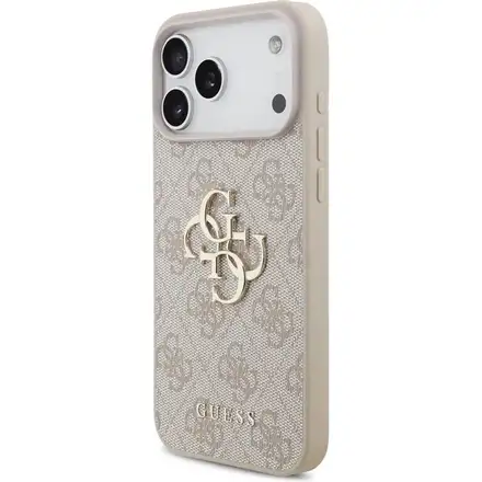 Guess PU 4G Metal Logo Strap kryt iPhone 17 Pro Max růžový