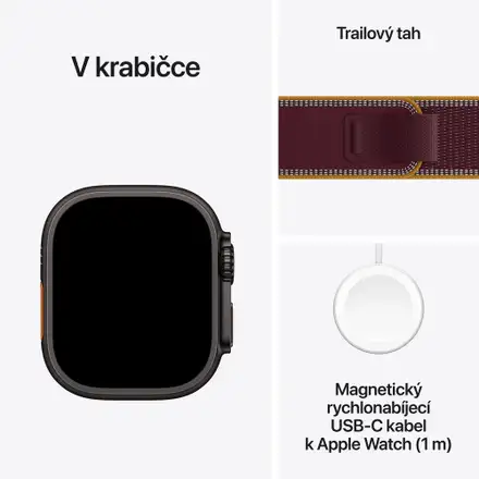 Apple Watch Ultra 4 GPS + Cellular 49mm Black Titanium Case with Burgundy Trail Loop - M/L