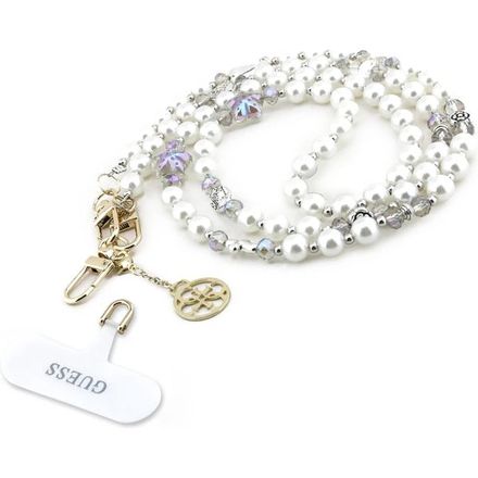 Guess Crossbody Popruh Pearl and 4G Charm bílý