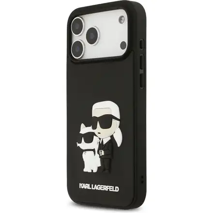 Karl Lagerfeld 3D Rubber Karl and Choupette kryt iPhone 17 Pro Max černý