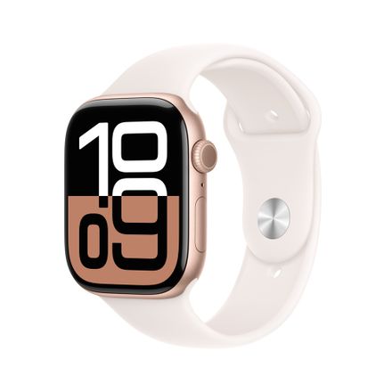 Apple Watch Series 10 GPS 46mm Růžově zlatý hliník se světle růžovým sportovním řemínkem - M/L