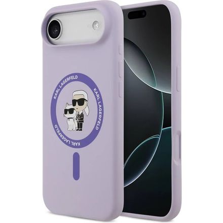 Karl Lagerfeld Liquid Silicone Karl and Choupette MagSafe kryt iPhone Air fialový