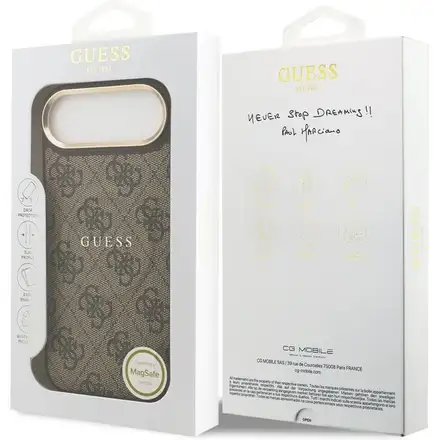 Guess PU Leather 4G Gold Frame MagSafe kryt iPhone Air hnědý