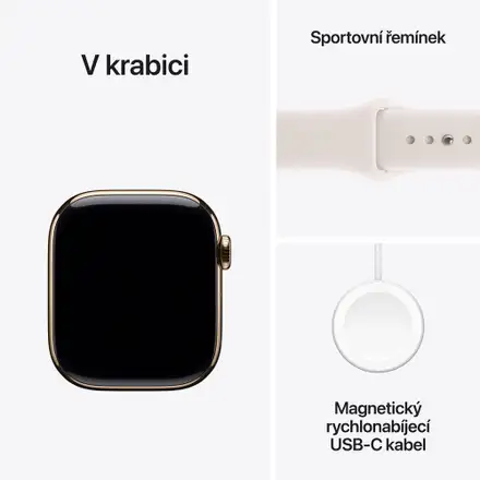Apple Watch Series 11 GPS + Cellular 42mm Zlatý titan se světle ruměným sportovním řemínkem - M/L