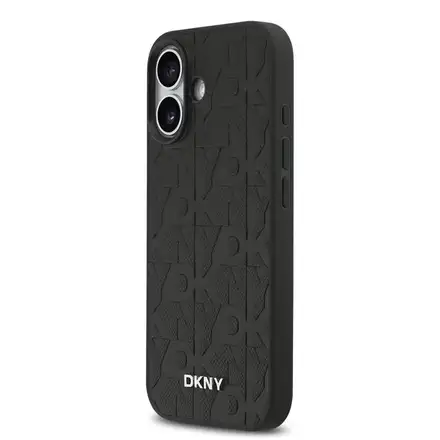 DKNY PU Leather Grid Pattern Magsafe kryt iPhone 17 černý