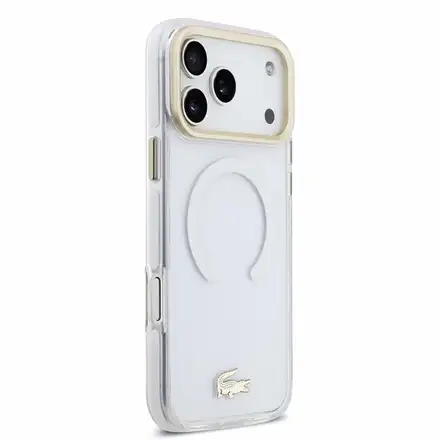 Lacoste PC/TPU Frosted Finish Gold Logo MagSafe kryt iPhone 18 Pro Max průhledný