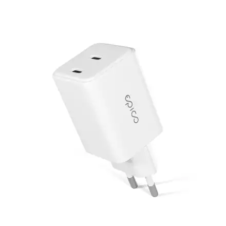 iStores by Epico Ultraboost GaN 45W síťový adaptér EA45 s 1,2 m USB-C na USB-C kablem - bílá