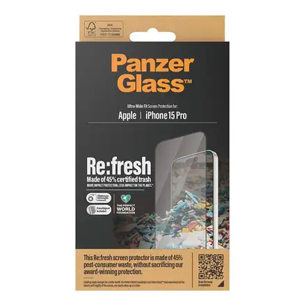 PanzerGlass ochranné sklo UWF Refresh pro iPhone 15 Pro-Black Frame
