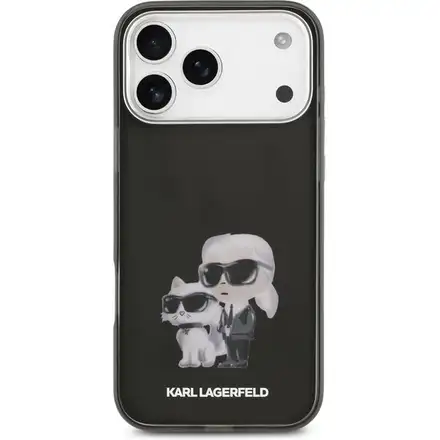 Karl Lagerfeld IML Aquarelle Karl and Choupette kryt iPhone 17 Pro Max černý