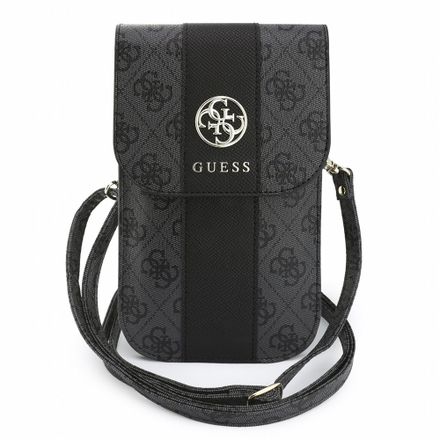 Guess PU 4G Stripe Metal Logo Brašna na Telefon černá