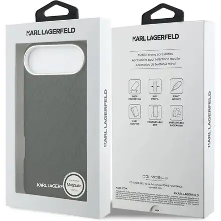 Karl Lagerfeld Grained PU Repeated Logo MagSafe kryt iPhone Air černý