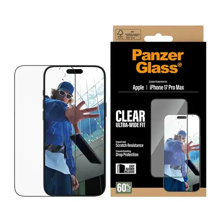 PanzerGlass ochranné sklo UWF pro iPhone 17 Pro Max - Black Frame