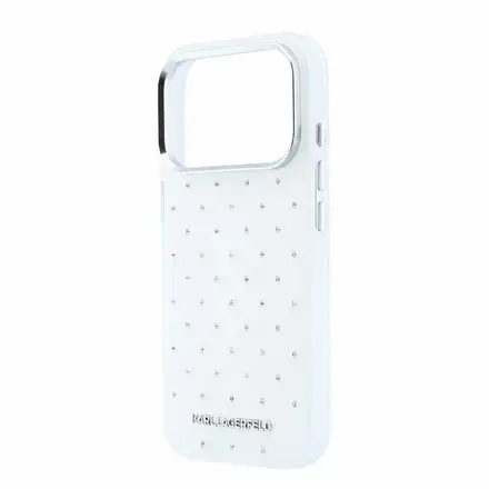 Karl Lagerfeld IML Rhinestones Allover kryt iPhone 18 Pro bílý