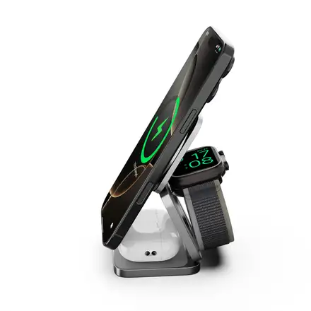 Cubenest Qi2.2 3v1 Skládací bezdrátová magnetická nabíječka SQ312 Ultra - šedá