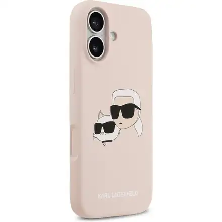 Karl Lagerfeld Liquid Silicone Double Heads MagSafe kryt iPhone 17 Pro růžový