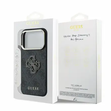 Guess PU 4G Resin Metal Logo kryt iPhone 18 Pro černý
