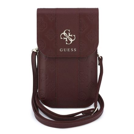Guess PU 4G Peony Stripe Metal Logo Brašna na Telefon burgundy
