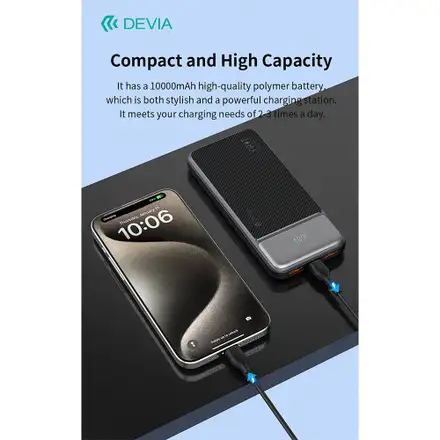 Devia PowerBank Smart Series s digitálním displejem PD 20W 10000 MAH-BLACK