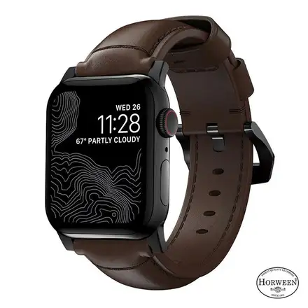 Nomad kožený řemínek pro Apple Watch 49/45/44/42 mm - Traditional Brown/Black Hardware