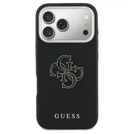 Guess PU Resin Logo kryt iPhone 17 Pro černý
