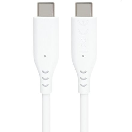 PremiumCord Silikonový kabel USB-C 60W 480Mbps bílý extra měkký a robustní kabel délky 1,5m