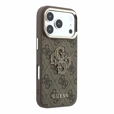 Guess PU 4G Resin Metal Logo kryt iPhone 18 Pro Max hnědý